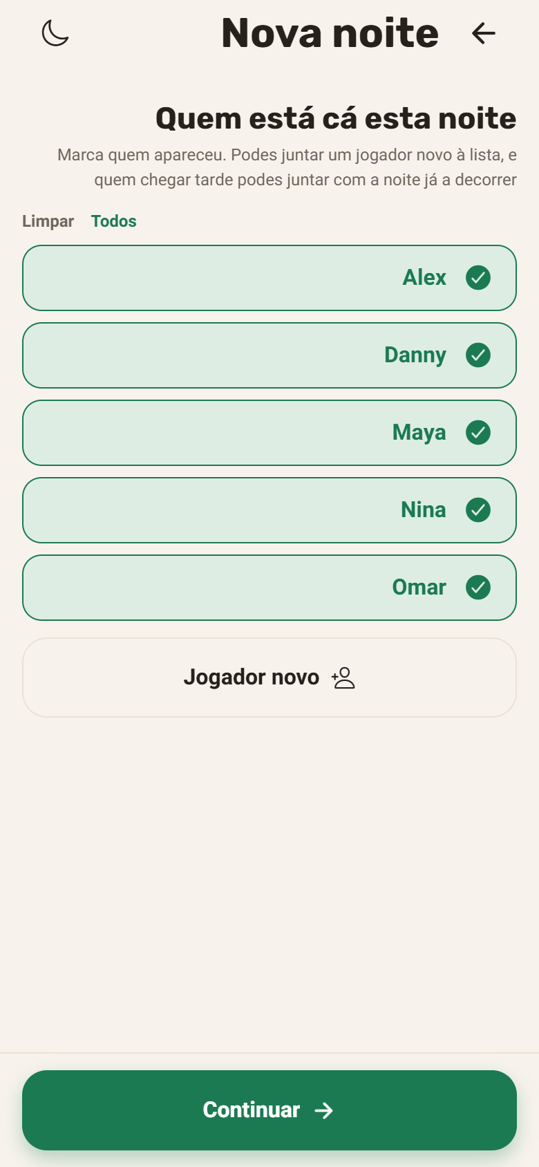Buy-ins anotados em dois toques